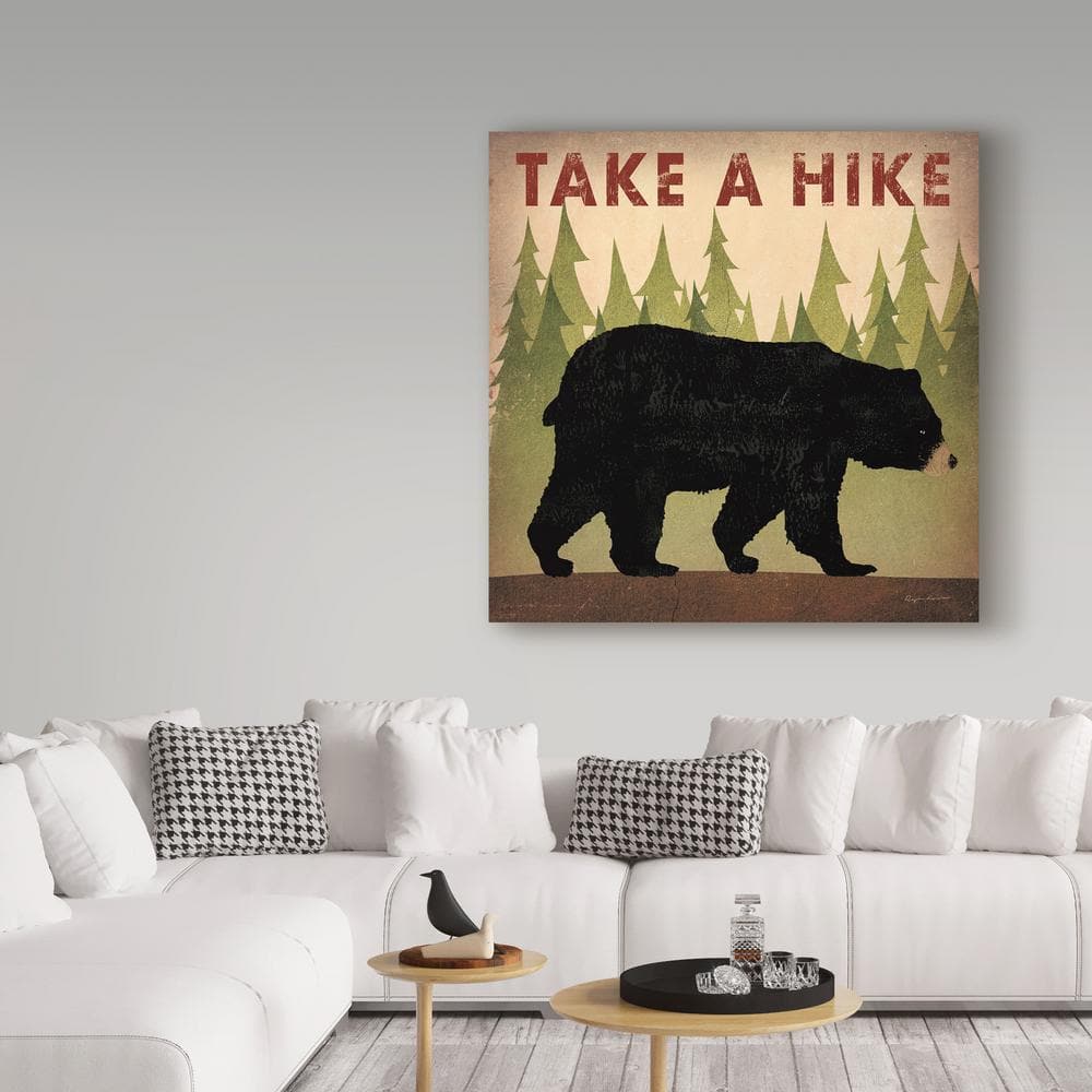 18'' x 18'' Black Bear Canvas Art with Forest Scene