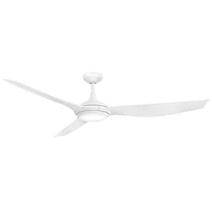 Talan 64.0 in. Indoor/Outdoor Integrated LED Matte White Ceiling Fan with Remote Control