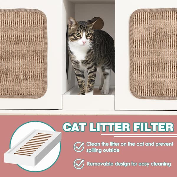FUFU&GAGA Litter Box Enclosure With 2 Sisal Doors, Indoor