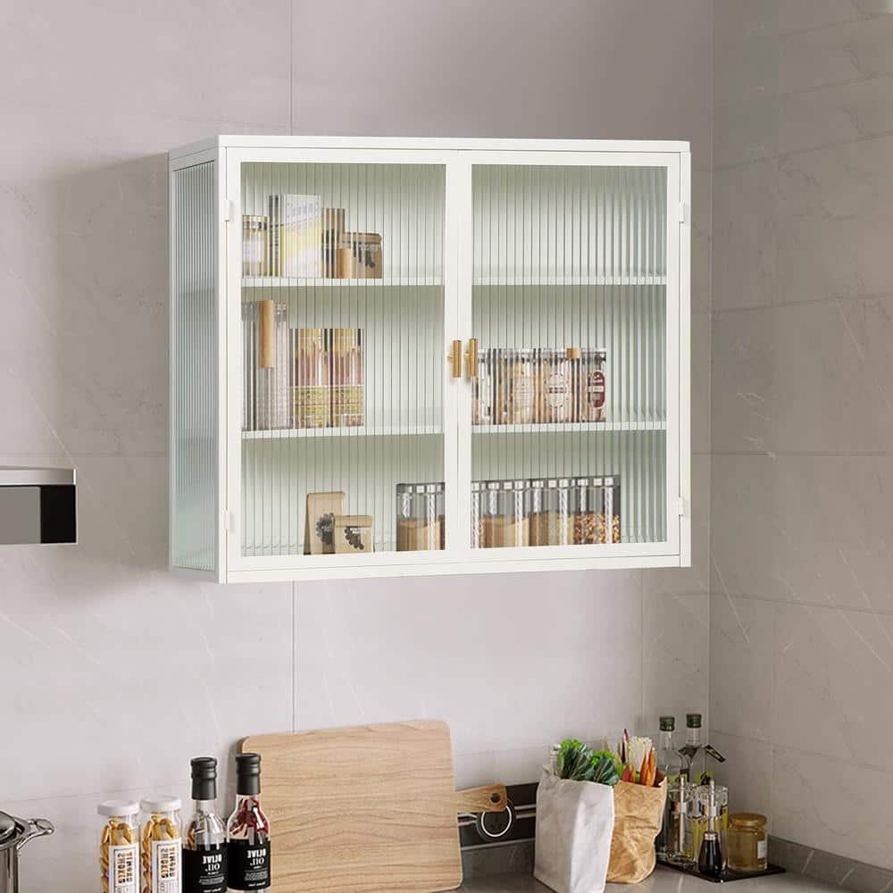 27.56 in. W x 9.06 in. D x 23.62 in. H Bathroom Storage Wall Cabinet in Whi