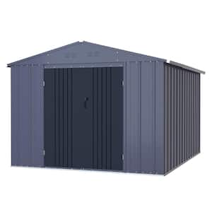 8 ft. W x 12 ft. D Metal Outdoor Storage Shed 96 sq. ft., Gray