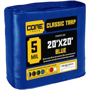 20 ft. x 20 ft. Blue 5 Mil Heavy Duty Polyethylene Tarp, Waterproof, UV Resistant, Rip and Tear Proof