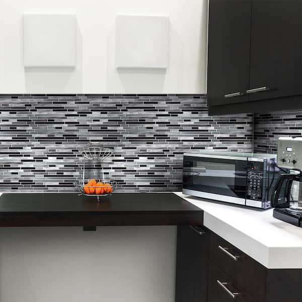 Binary Code Gray and Blue 11.625 in. x 11.625 in. Interlocking Glass and Metal Mosaic Tile (14.22 sq. ft./Case)