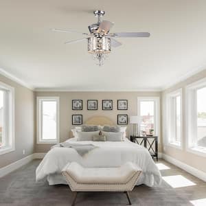 52 in. Indoor Chrome Ceiling Fan (Optional Remoteand 2-Color Option Blades) or Bedroom, Living Room, Dining Room