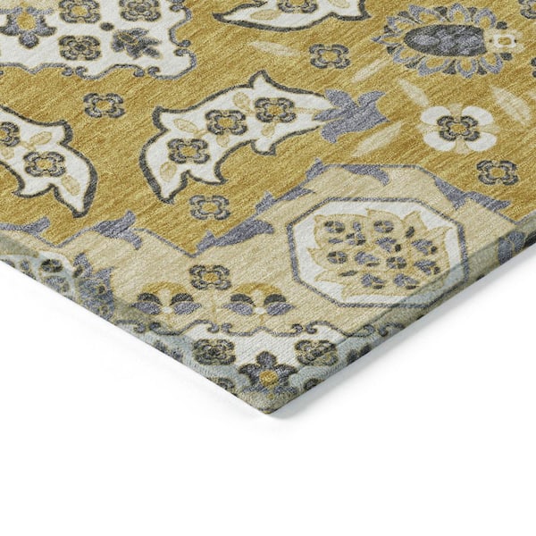 Chantille Machine Washable Indoor/Outdoor Abstract ACN1853 Gold 9 ft. x 12 ft. Accent Rug