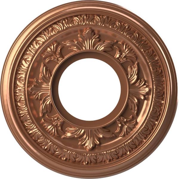Ekena Millwork 10 in. O.D. x 3-1/2 in. I.D. x 3/4 in. P Baltimore Thermoformed PVC Ceiling Medallion in Bright Coat Rose Gold