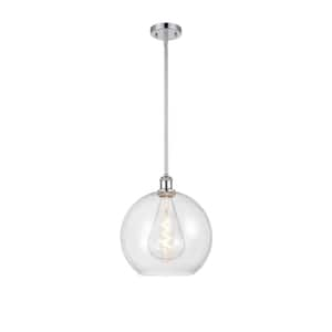 Athens 60-Watt 1 Light Polished Chrome Shaded Mini Pendant Light with Clear glass Clear Glass Shade