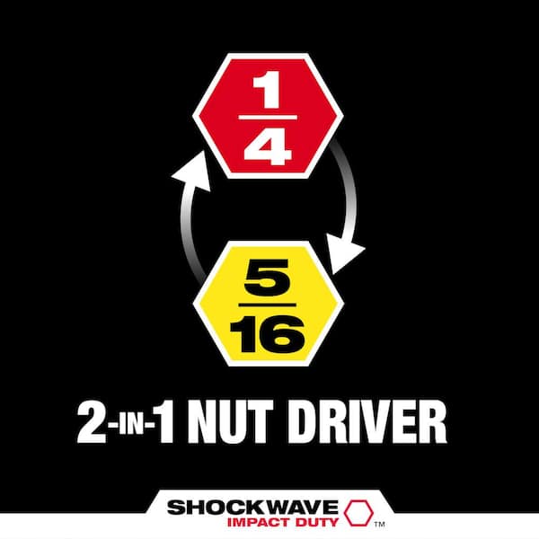 SHOCKWAVE Impact Duty 1/4 in. and 5/16 in. x 2-1/4 in. Quik-Clear 2-in-1 Magnetic Nut Driver (1-Pack)