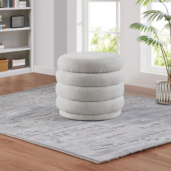 OSP Home Furnishings Cecil Polyester Storage Ottoman Fog Fabric