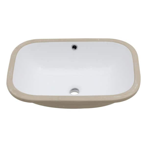 22 in. x 15 in. Rectangular Vitreous China Undermount Bathroom Sink in White with Overflow Drain