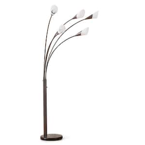 Flourish 85 in. 5-Light Dark Bronze Dimmable LED Arch Floor Lamp with LED Bulbs