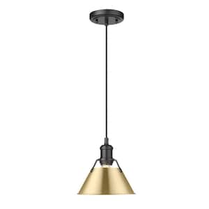 Orwell 100-Watt 1-Light Matte Black and Brushed Champagne Bronze Mini Pendant Light