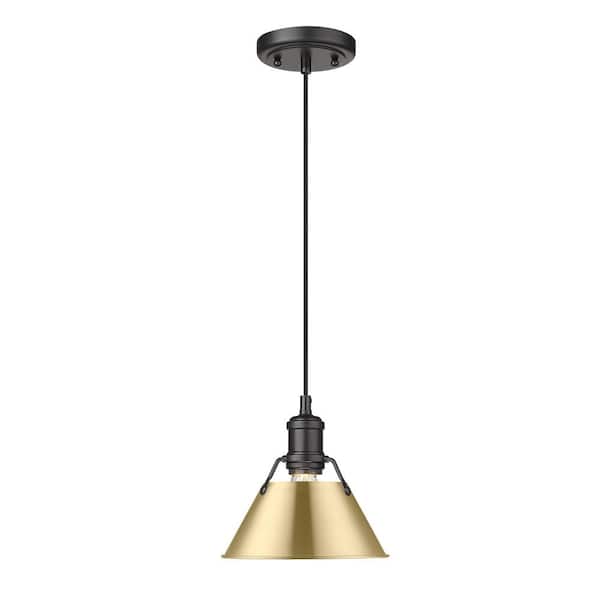 Golden Lighting Orwell 100-Watt 1-Light Matte Black and Brushed Champagne Bronze Mini Pendant Light