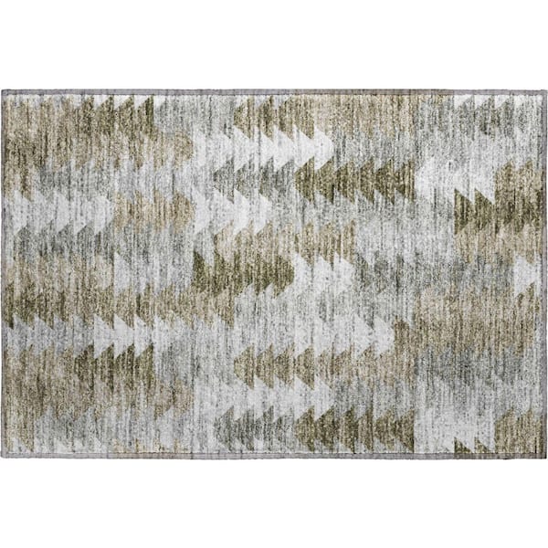 Mayfield Premium Machine Washable Indoor/Outdoor Geometric AMF632 Brown 1 ft. 8 in. x 2 ft. 6 in. Area Rug