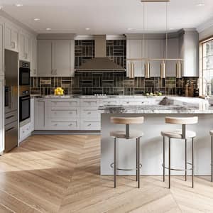 Washington Veiled Gray Plywood Shaker Assembled Tall Skin Kitchen Cabinet 23.25 in W x 0.125 in D x 96 in H