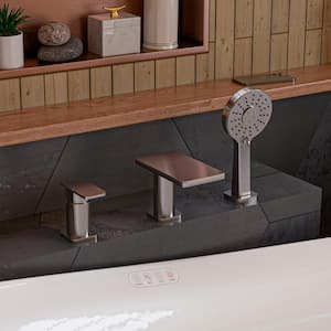 Single-Handle Deck Mount Roman Tub Faucet in Brushed Nickel