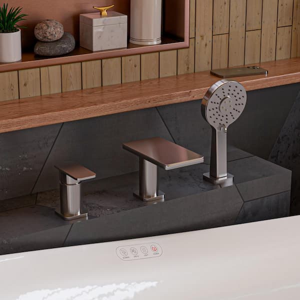 ALFI BRAND Single-Handle Deck Mount Roman Tub Faucet in Brushed Nickel
