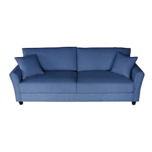 85.4 in. W Blue Linen 3-Seater Loveseat with Two Removable Cushions