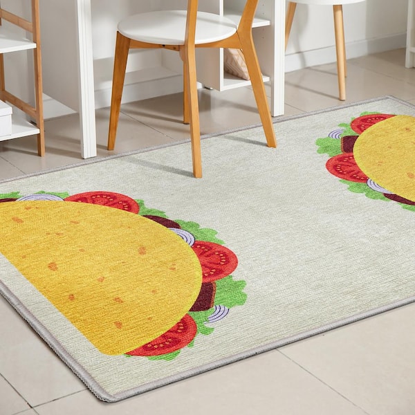 Apollo Double Taco Modern Printed Multi Yellow 3 ft. 3 in. x 5 ft. Area Rug