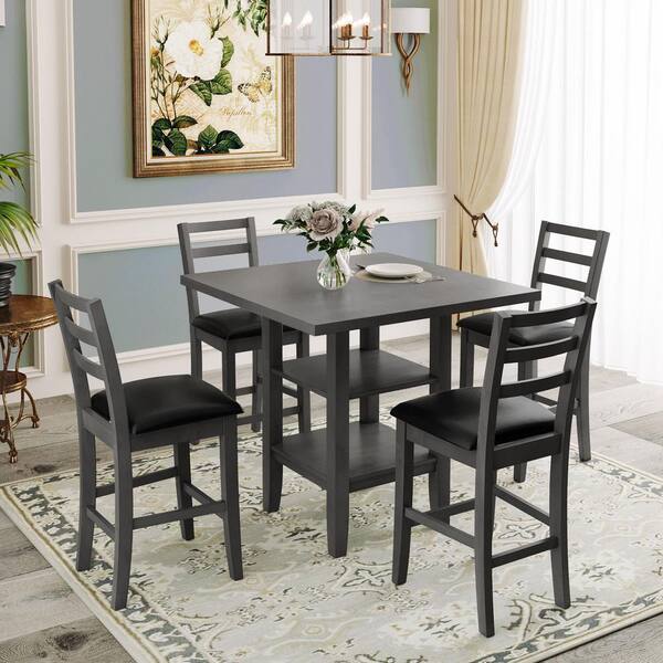 Dining Set Square Table, Tall Dining Room Table With Storage