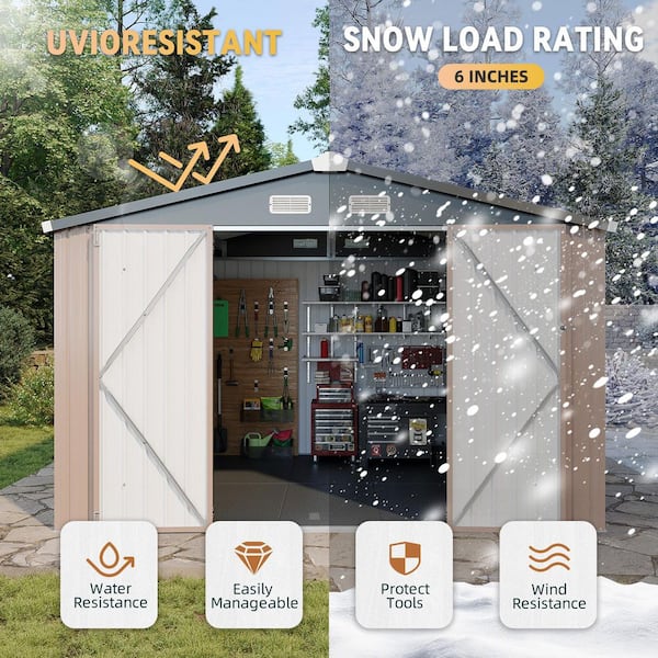 Sizzim 10 ft. x 8 ft. Metal Storage Shed with Floor, Roof 75.5 sq