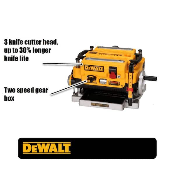 DEWALT 15 Amp Corded 13 in. Heavy-Duty 2-Speed Bench Planer with (3) Knives, In Feed and Out Feed Table DW735X The Home Depot
