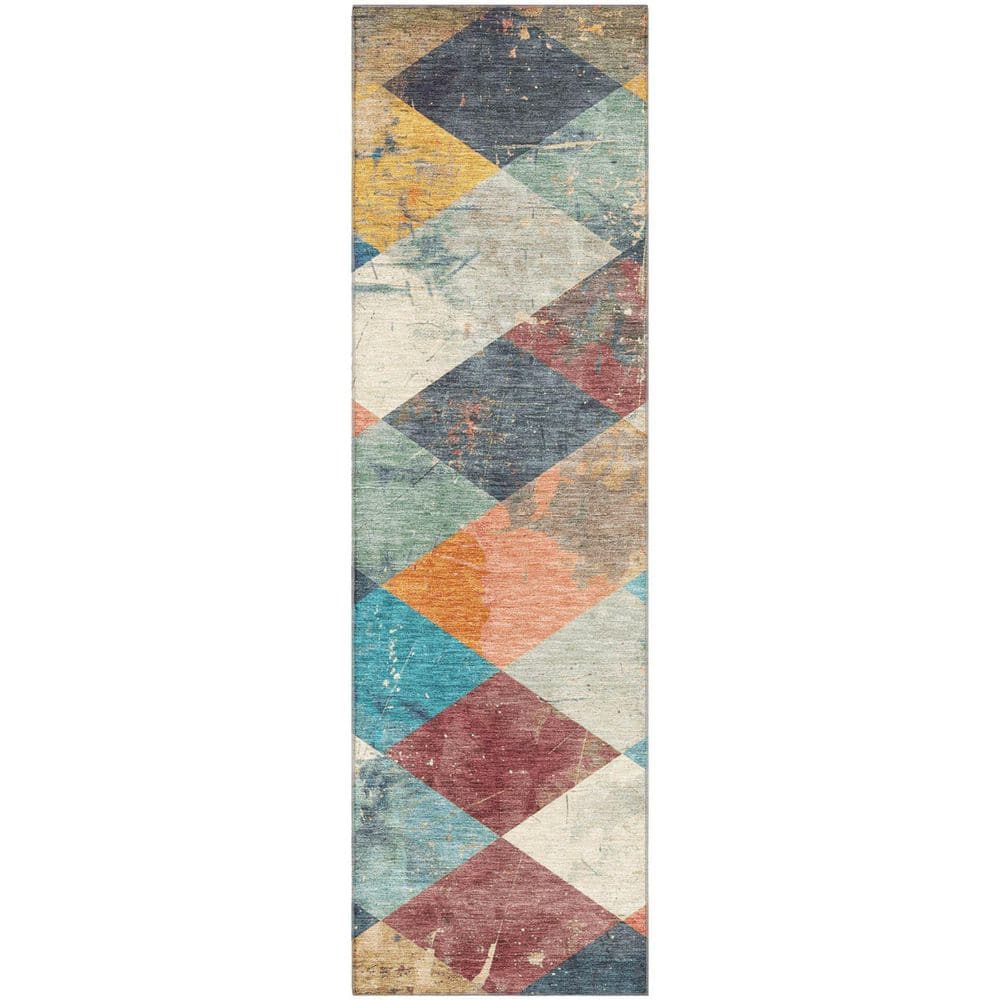 Mayfield Premium Machine Washable Abstract AMF1956 Navy 2 ft. x 7 ft. Runner Rug price history on PriceWatchPro