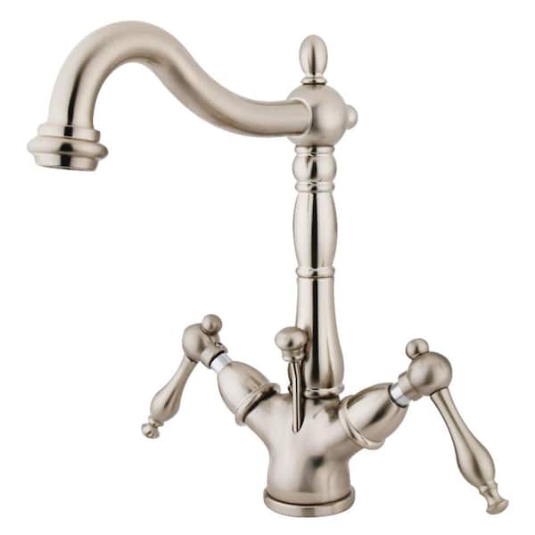 Kingston Brass Naples Single Hole 2-Handle Bathroom Faucet in Brushed Nickel