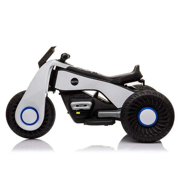 White Kids Ride On Motorcycle 6V Toy Battery Powered Electric 3 Wheel Bicycle 