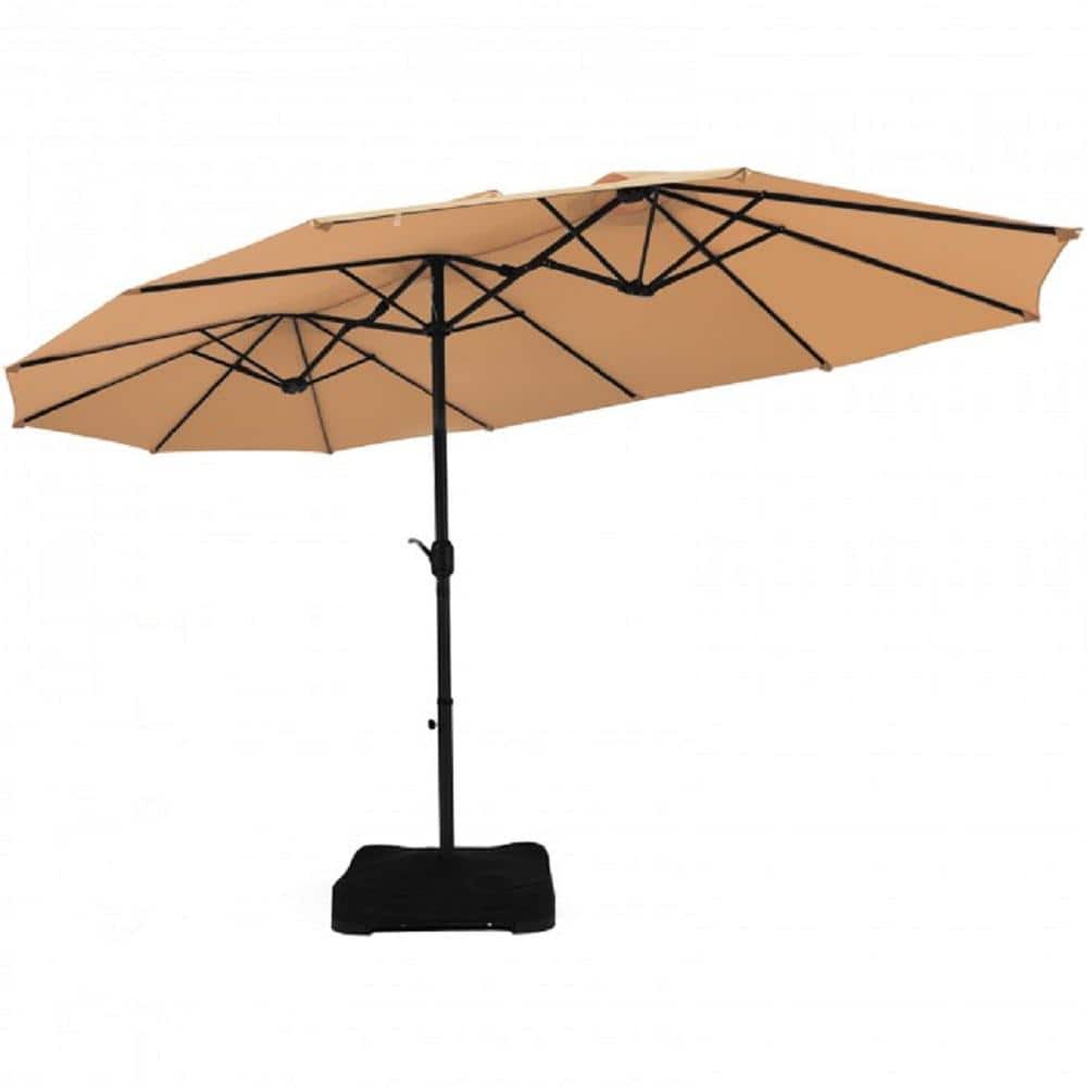 15 ft. Steel Market Patio Umbrella in Beige