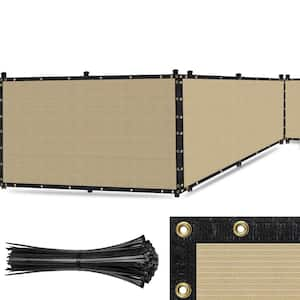 Ultra Heavy-Duty 200 GSM Privacy Fence Screen Beige - 4 ft. x 10 ft. Non-Recycled Polyethylene 90% Cable Zip Ties