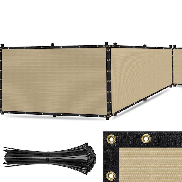 Ultra Heavy-Duty 200 GSM Privacy Fence Screen Beige - 4 ft. x 50 ft. Non-Recycled Polyethylene 90% Cable Zip Ties