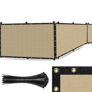 Ultra Heavy-Duty 200 GSM Privacy Fence Screen Beige - 5 ft. x 15 ft. Non-Recycled Polyethylene 90% Cable Zip Ties