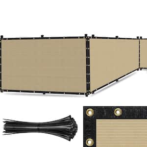 Ultra Heavy-Duty 200 GSM Privacy Fence Screen Beige - 6 ft. x 15 ft. Non-Recycled Polyethylene 90% Cable Zip Ties