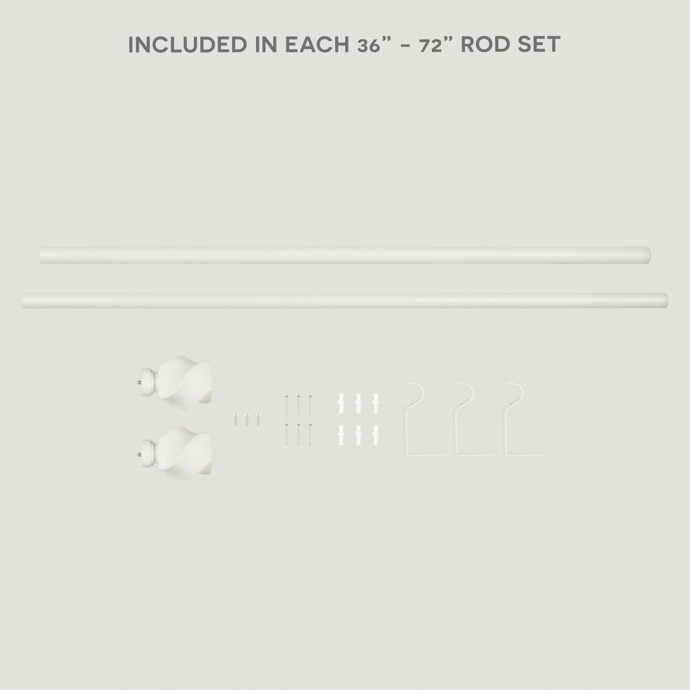 Adjustable Off White Iron Window Curtain Rod with Twisted Finials
