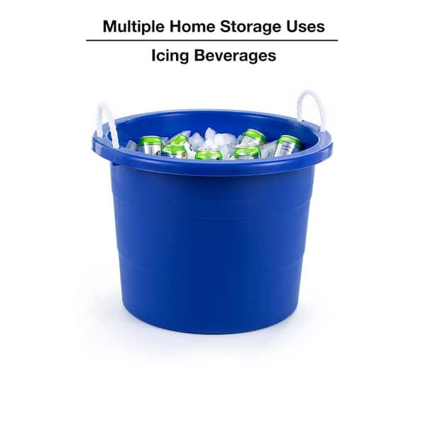 Mainstays 17 Gallon Plastic Storage Tub Bucket with Rope Handles