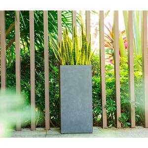 24 in. Tall Charcoal Lightweight Concrete Rectangle Modern Outdoor Planter
