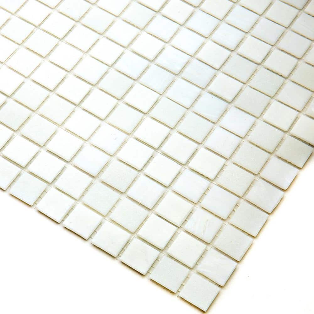 Pearl White 12" x 12" Iridescent Glass Mosaic Tile
