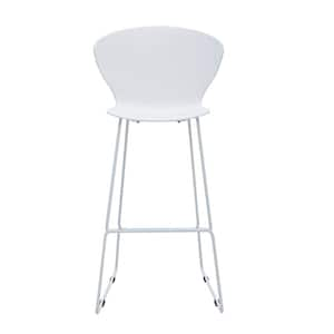 30 in. White Low Back Metal Bar Chair with Plastic Seat Set of 2