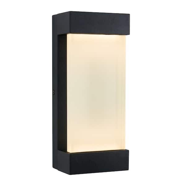 Glacier Black Modern Integrated LED Outdoor Hardwired Garage and Porch-Light Lantern Sconce