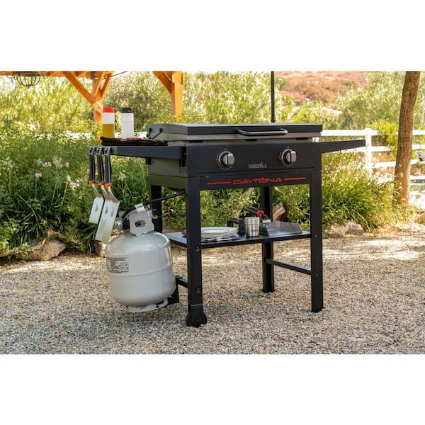 Daytona 2 Burner Propane Gas Griddle in Black with PVC Cover