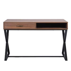 47.2 in. Rectangle Brown Wood Vintage Home 1-Drawer Writing Desk with Storage Drawer
