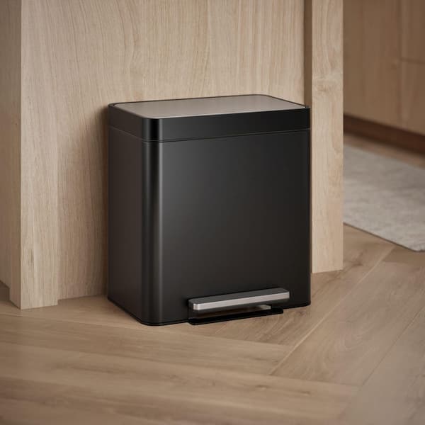 8 Gal. Stainless Steel Trash Can with Black Stainless