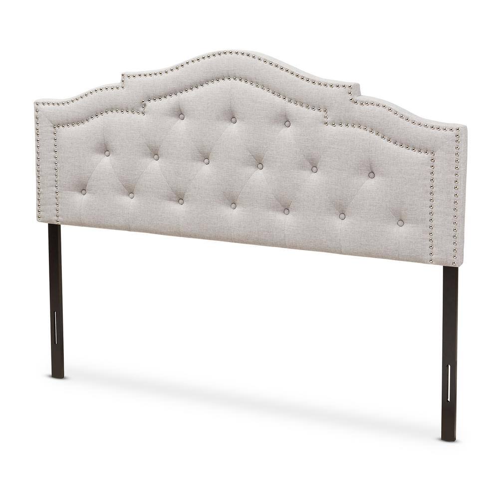 Edith Beige Tufted Full Upholstered Headboard with Wood Posts