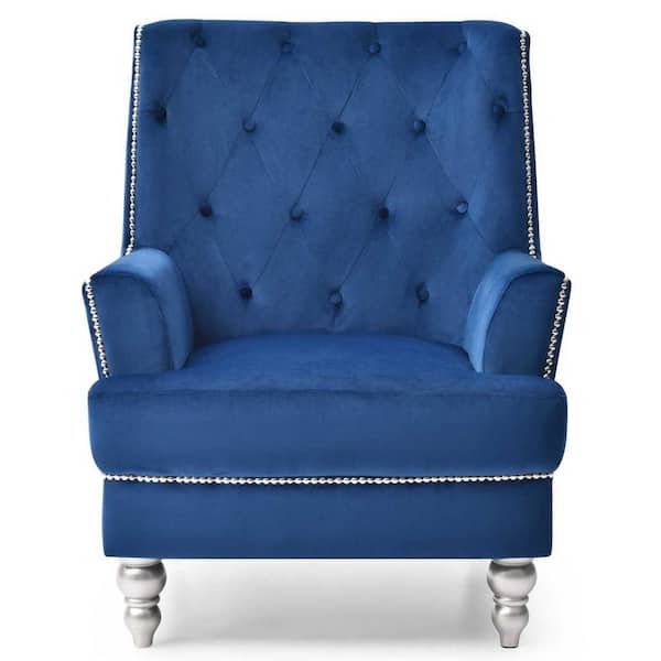 AndMakers Pamona Navy Blue Upholstered Accent Chair