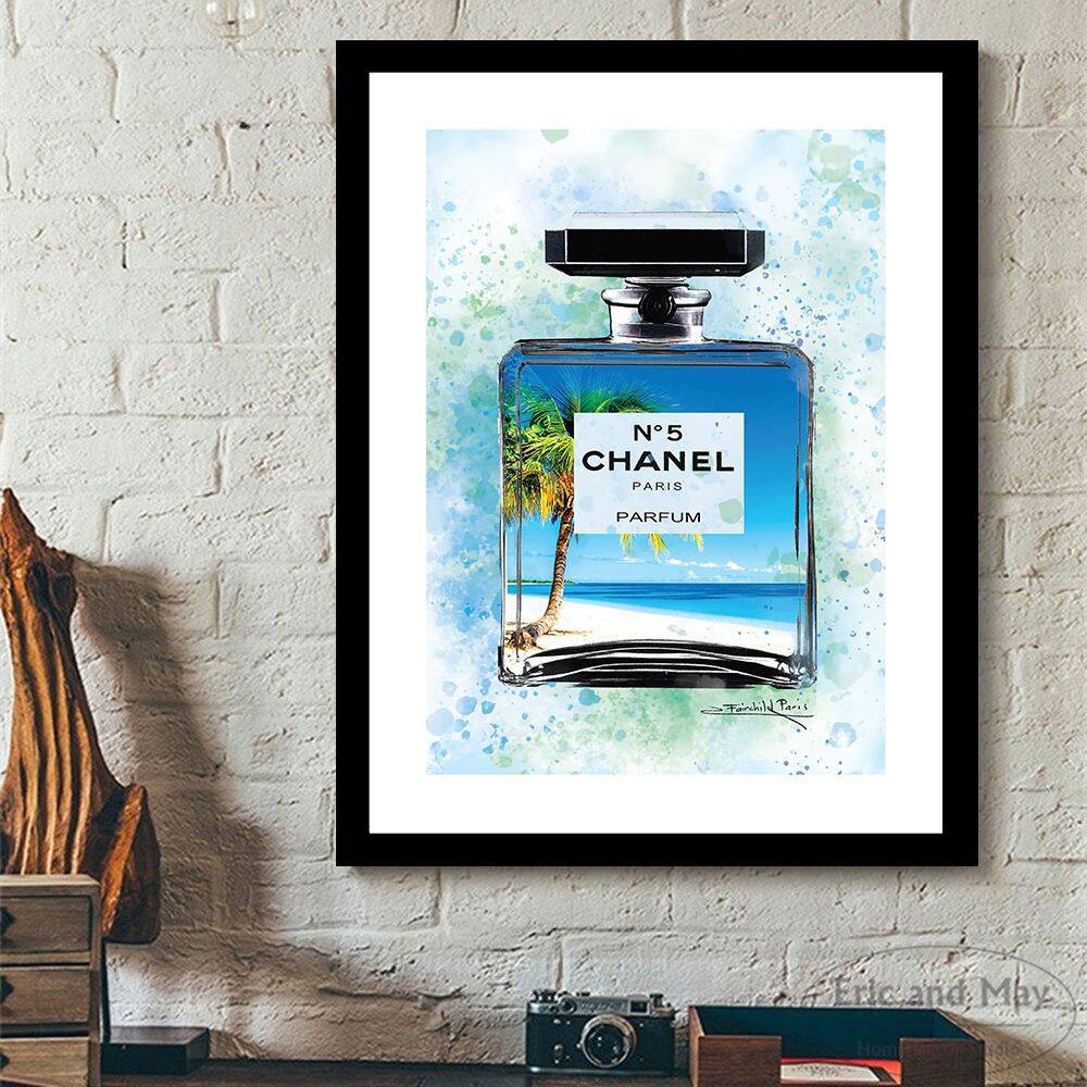 Tropical Chanel Perfume Bottle Print on Canvas for Kids