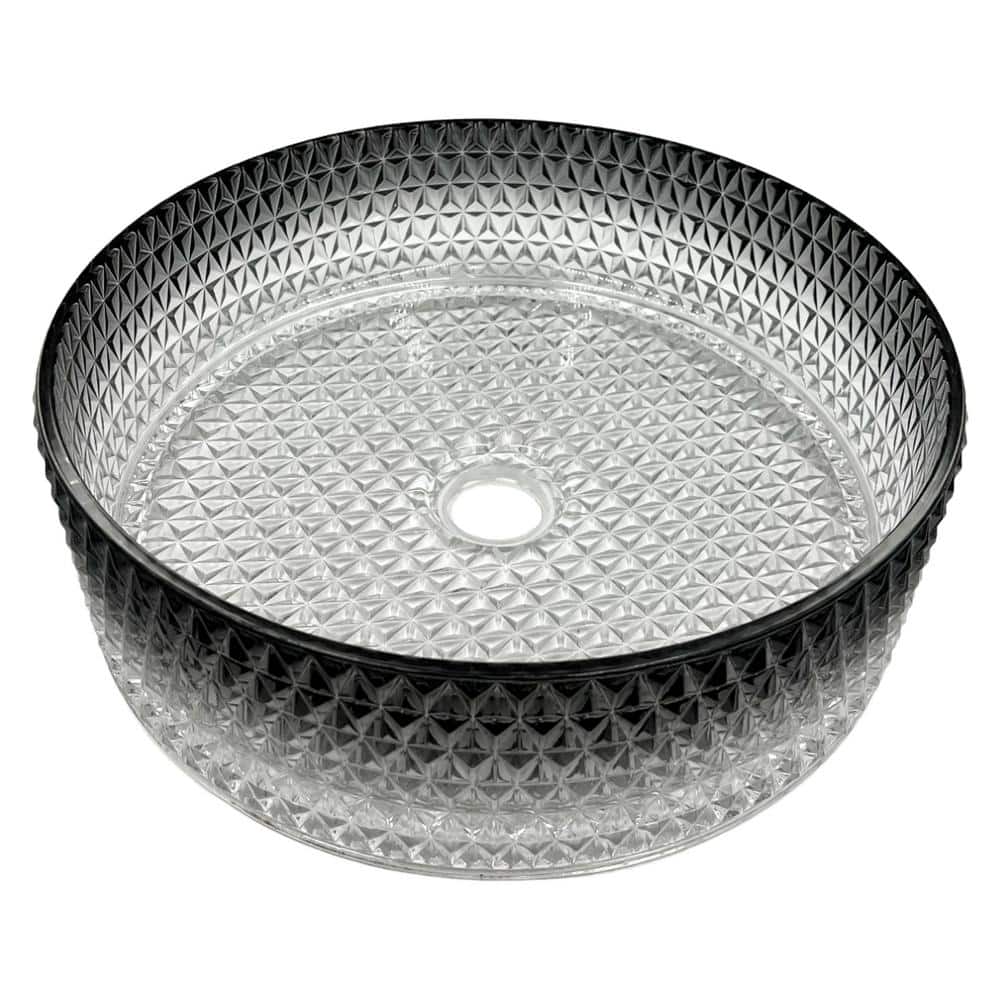 14" Black Gradient Tempered Glass Circular Vessel Sink