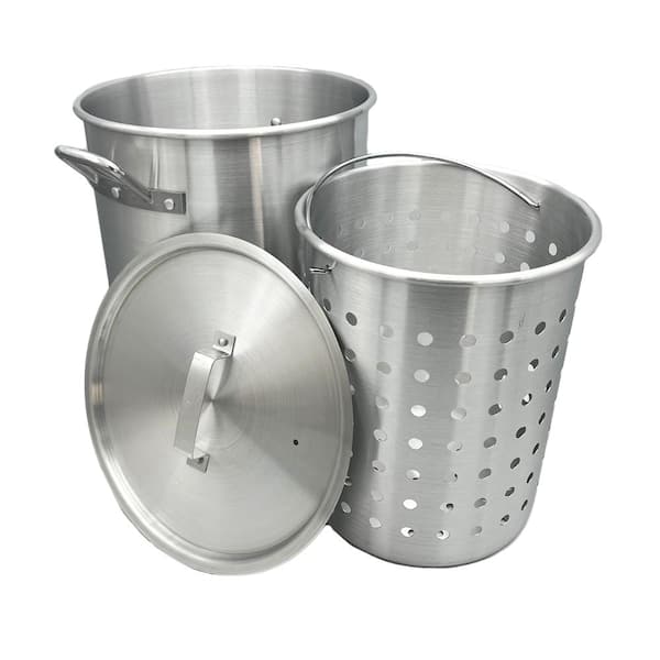 Maxam 30 Quart Stock Pot & Steamer Basket Set - Waterless Cooking & High  Heat-Retention - Soup Pot w/Lid for Cooking & Serving