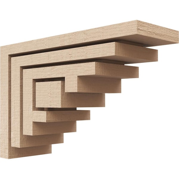 Ekena Millwork 2 in. x 4 in. x 6 in. Series 3 Classic Landon Rough Cedar Woodgrain Timberthane Polyurethane Corbel, Primed Tan
