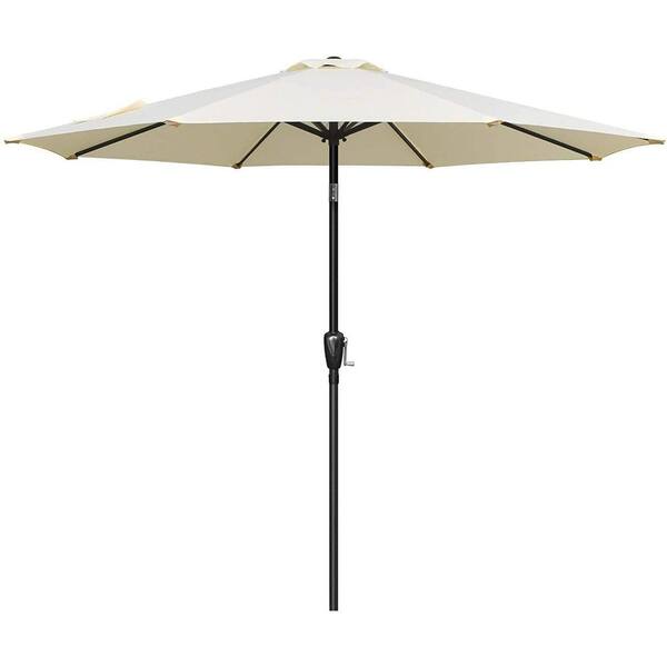 maocao hoom 9 ft. Round Outdoor Market Patio Umbrella with Crank and Push Button Tilt in Beige